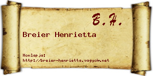 Breier Henrietta névjegykártya